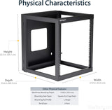 StarTech.com 12U 22-Inch Hinged Open Frame Rack Cabinet Wallmount Serv