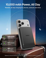 Chargeur portable Belkin, banque d'alimentation magnétique mince 10 000 mAh avec câble USB C
