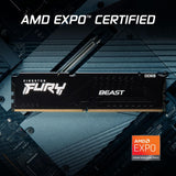 Mémoire vive Kingston Fury Beast 16 Go (2x16 Go) 6000 MT/s DDR5 CL36 pour ordinateur de bureau |