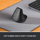 Logitech Lift Left Vertical Ergonomic Mouse, Left-Handed, Wireless, Bl