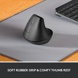 Logitech Lift Left Vertical Ergonomic Mouse, Left-Handed, Wireless, Bl