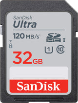 Carte mémoire SanDisk Ultra SDHC UHS-I de 32 Go - 120 Mo/s, C10, U1, Full HD