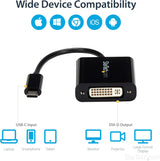 StarTech.com Adaptateur USB C vers DVI - Noir - 1920x1200 - Vidéo USB Type C