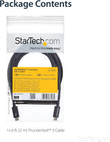 StarTech.com Thunderbolt 3 Cable - 6 ft / 2m -4K 60Hz - 20Gbps - USB C