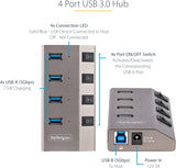 Hub USB-C 4 ports auto-alimenté StarTech avec interrupteurs marche/arrêt individuels