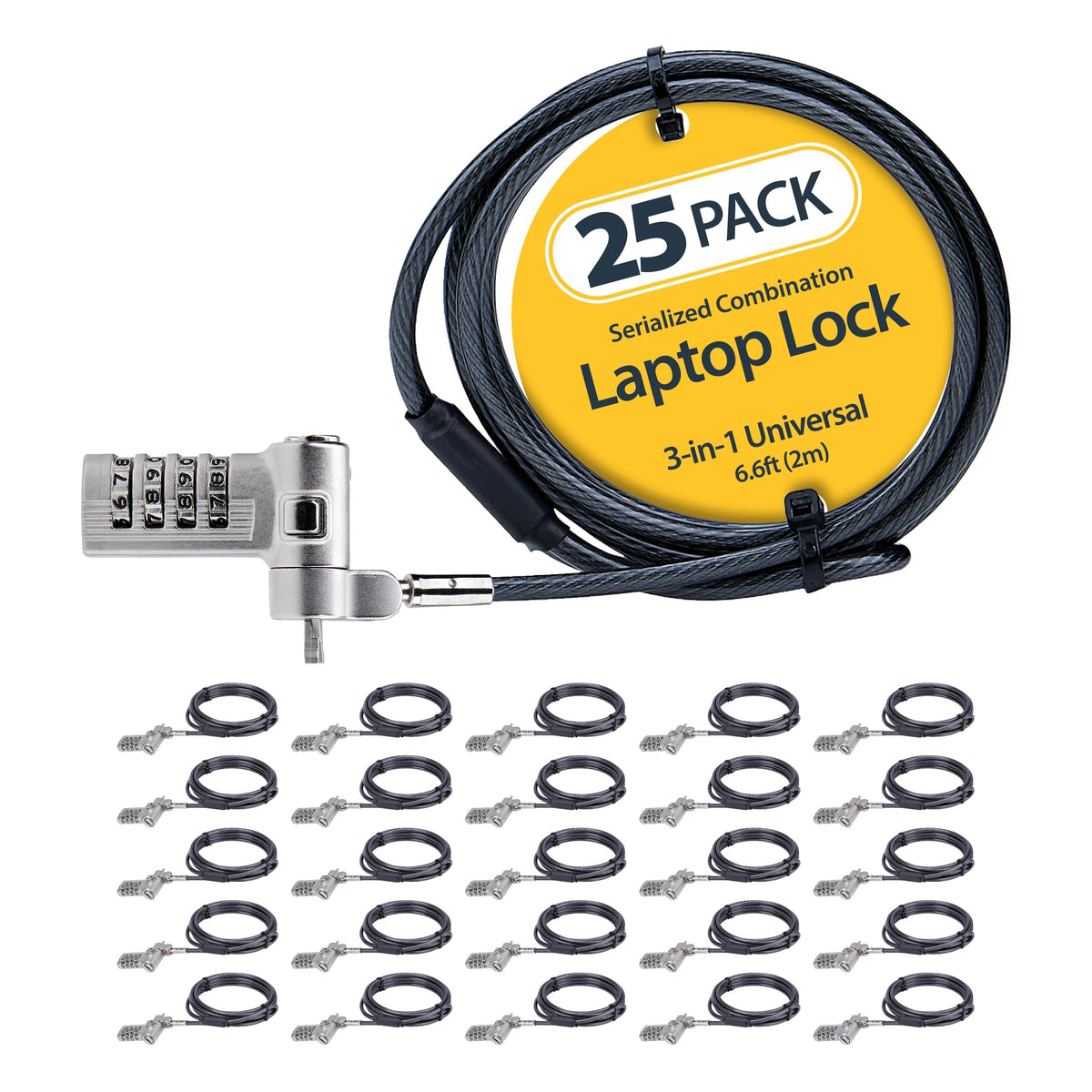 StarTech.com 25-Pack Universal Laptop Lock 6.6ft (2m), Serialized Secu