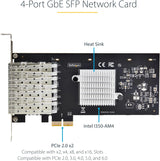 4PORT PCIE Gigabit Network Adapter Card w/ Intel I350-AM4 Chip