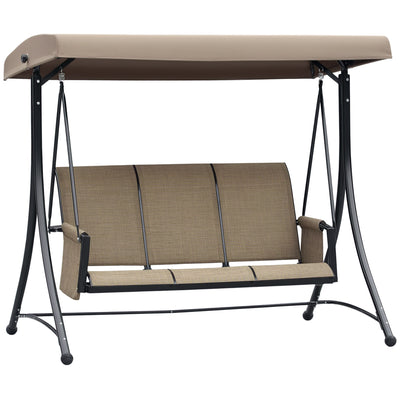 3 Person Outdoor Porch Swing Chair with Adjustable Canopy