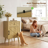 Nightstand Set of 2, Bedside Table Set with Drawer and Cabinet, Side End Table with Storage for Living Room