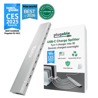 Plugable Technologies 10 Port USB-C Charging Station, 100W Priority Ch