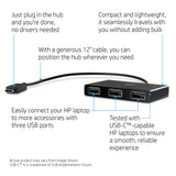 Concentrateur USB-C vers USB-A HP – Adaptateur portable 3 ports