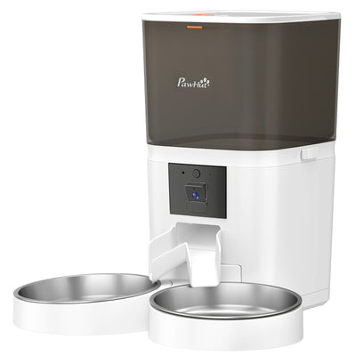 Automatic Cat Feeder for 2 Cats with HD Camera，2.4G & 5G WiFi Pet Food Dispenser 6L APP Control
