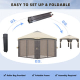 10' x 10' Pop Up Canopy with Netting, Foldable Tents for Parties, Height Adjustable, with Storage Bag