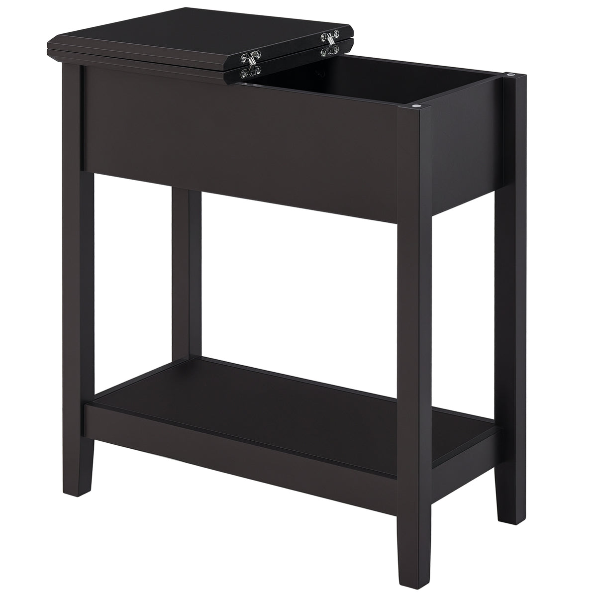 End Side Table in Flip Top Design with Cabinet and Bottom Shelf, Storage Furniture Decoration for Bedroom Living Room Office