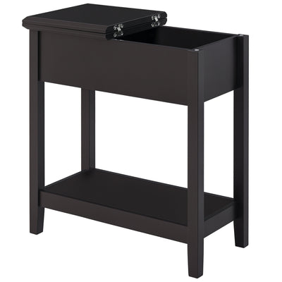 Table d'appoint en bout de canapé avec plateau rabattable, armoire et étagère inférieure, meuble de rangement décoratif pour chambre à coucher, salon et bureau