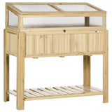 Jardinière Surélevée Bois & PVC Extérieure avec Serre à Cadre Froid et Rayonnage Rangement