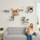 Cat Wall Shelves, 4 Pcs Cat Wall Furniture Set with Scratching Posts