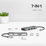 Plugable Technologies USB-C Hub 7-in-1, Driverless USB C Hub Compatibl