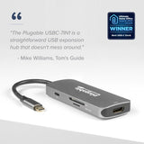 Plugable Technologies USB-C Hub 7-in-1, Driverless USB C Hub Compatibl