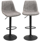Adjustable Bar Stools Set of 2, Leathaire Swivel Barstools with Back and Footrest