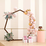 7FT Heptagon Wooden Wedding Arch with Triangular Base