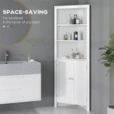 Tall Bathroom Storage Cabinet, Corner Cabinet with Doors, Linen Cabinet with Doors and 3-Tier Shelves