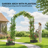 Garden Arch Outdoor Trellis Arbor with 2 Planter Boxes
