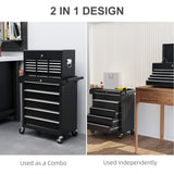 14 Drawer Rolling Tool Chest, Lockable Tool Storage Cabinet with Detachable Top Toolbox