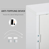 High Gloss Buffet Sideboard with 2 Drawers, 2 Doors and Adjustable Shelf, Kitchen Storage Cabinet with Push Open Design