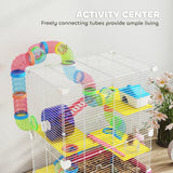 5 Tiers Hamster Cage Portable with Exercise Wheels Play Tube Water Bottle Dishes House Ladder for Gerbils