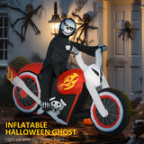 6' Long Halloween Grim Reaper Flaming Motorcycle Outdoor LED Lighted Airblown Inflatable Decoration Holiday Seaon Garden Lawn Decor