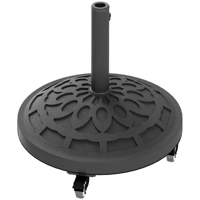 46lbs Resin Round Patio Umbrella Base with Wheels, Umbrella Stand Base