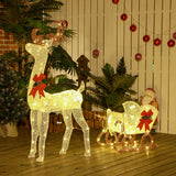 Outdoor Lighted Deer Xmas Decor, Light Up Reindeer Christmas Decoration w/ 170 LED Lights for Holiday