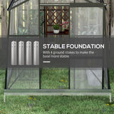 6' x 8' Walk-in Polycarbonate Greenhouse Aluminium Green House with Sliding Door, 5-Level Roof Vent