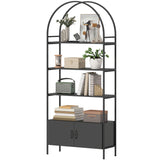 4-Tier Arched Shelving Unit with Cabinet, 31.5