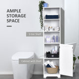 Tall Bathroom Storage Cabinet, Freestanding Tower Cabinet with Adjustable Shelf, 3 Open Shelves