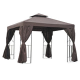 10' x 10' Patio Gazebo Outdoor, Canopy Shelter with Double-tier Roof