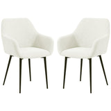 Ensemble de 2 chaises de cuisine, chaises de salle à manger tapissées tissu aspect velours avec dossier, accoudoirs et pieds d'acier