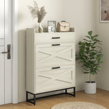 Slim Shoe Storage with 2 Flip Drawers and Adjustable Shelves Shoe Cabinet Organizer for 12 Pair
