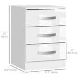 Modern Nightstand Set of 2, Bedside Tables with 3 High Gloss Drawers for Bedroom