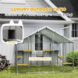 Grand meuble de catio en métal pour l'extérieur de 94,5 po avec housse imperméable, 2 boîtes de repos, 7 plateformes