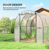 Polytunnel Greenhouse with Roll-up Door and Mesh Window, Walk-in Grow House Tent with Steel Frame, 3 x 2 x 2 m