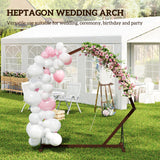 7FT Heptagon Wooden Wedding Arch with Triangular Base