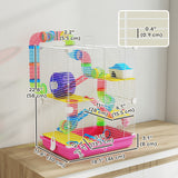 5 Tiers Hamster Cage Portable with Exercise Wheels Play Tube Water Bottle Dishes House Ladder for Gerbils