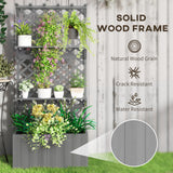 Raised Garden Bed, Wooden Planter with Trellis, Hanging Roof, Plant Shelf