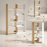 Corner Bookshelf, 5-Tier L-Shaped Bookcase with 350° Rotating Design