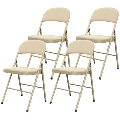 Ensemble de 4 Chaises Pliables avec Sièges Rembourrés, Chaises de Fête Portables en Velours avec Cadre en Acier