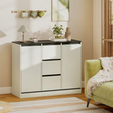 Buffet Cabinet with Soft-Close Hinges, Modern Sideboard with 3 Drawers and 2 Adjustable Shelves