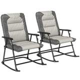 Ensemble de 2 Chaises Berçantes Pliantes avec Rocailles Rembourrées et Accoudoirs