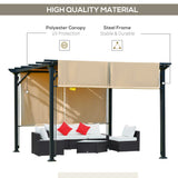 12' x 10' Outdoor Patio Gazebo Pergola with Retractable Canopy Roof, Steel Frame with Stakes